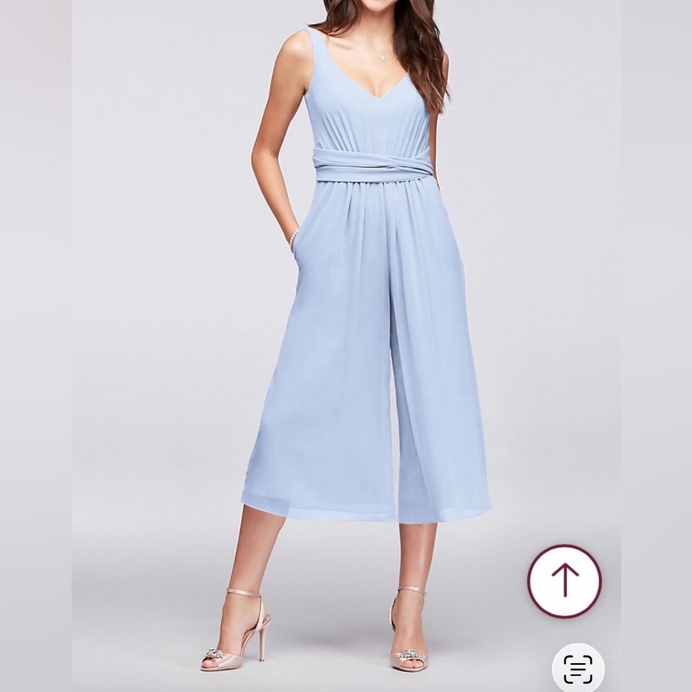 🆕 Tie-Back Crinkle Chiffon Bridesmaid Jumpsuit STYLE# F19741 Size 26